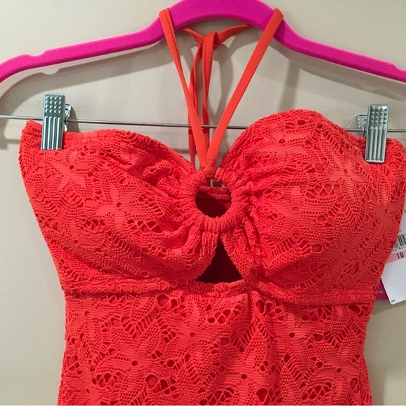 New Vince Camuto Swim Tangerine Orange One Piece SwimSuit Swimwear Size 10 - Picture 2 of 7